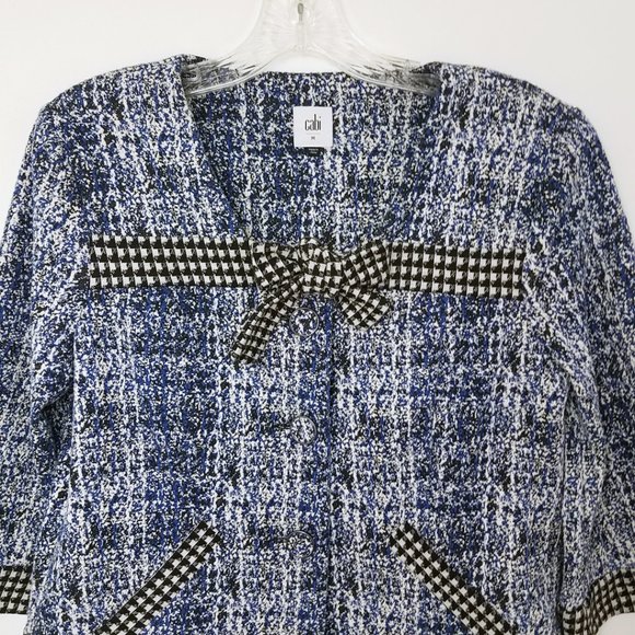 CAbi Women's Medium Blue Black Button Down Jacket Coat - Picture 2 of 15